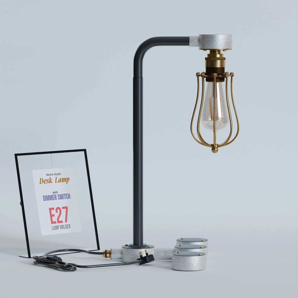 Industrial Steampunk Conduit Pipe Desk Lamp Kit with E27 Dimmer Switch