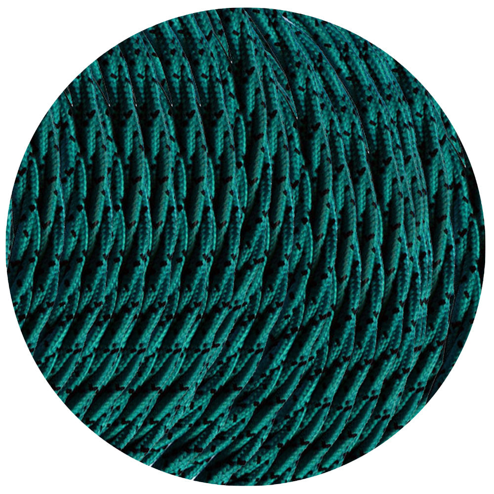 10m Teak & Black 2-Core Twisted Fabric Electric Cable 0.75mm Vintage