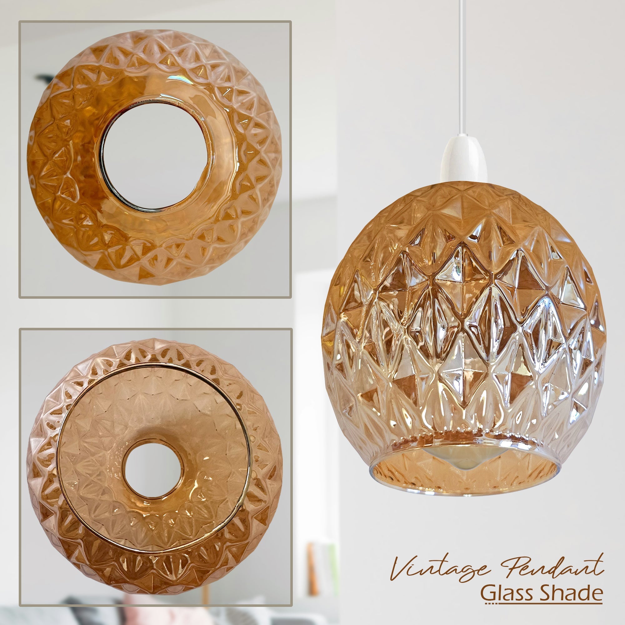 Floral Glass Easy Fit Pendant Light Shade Modern Chrome Finish Design
