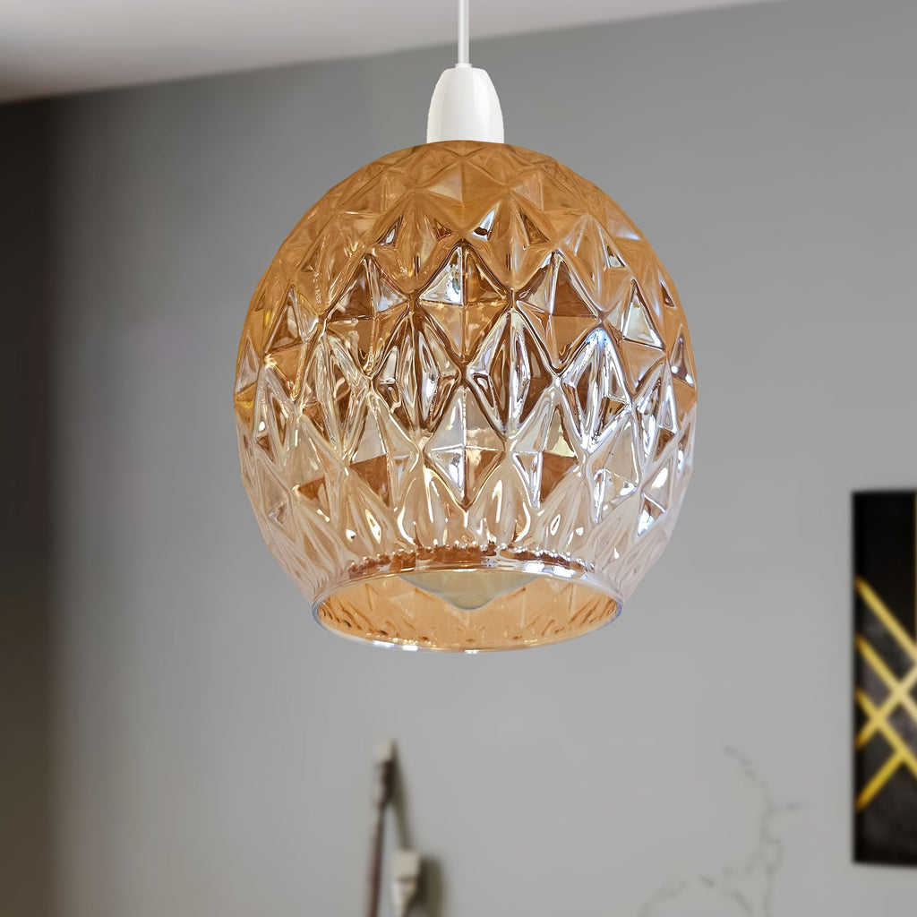 Floral Glass Easy Fit Pendant Light Shade Modern Chrome Finish Design
