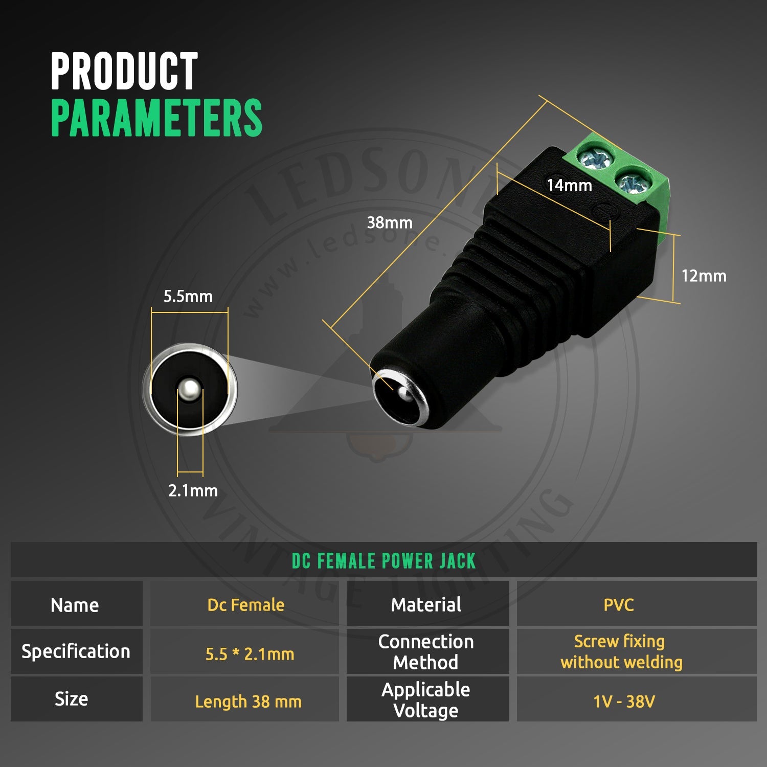 Reliable 12V Female DC Power Jack Connector Adapter for LED Strips CCTV