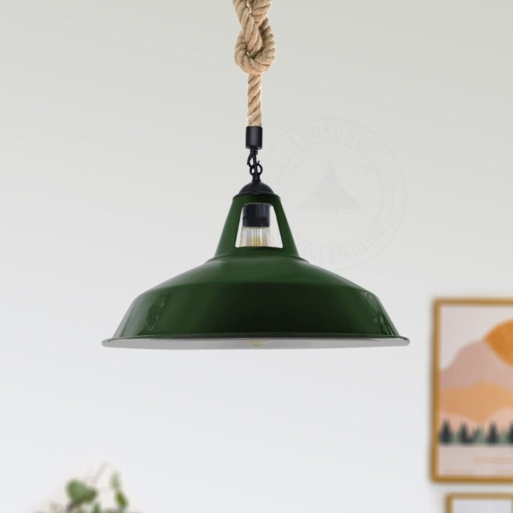 Rustic Industrial E27 Edison Hemp Rope Pendant Light Fixture Barn Home