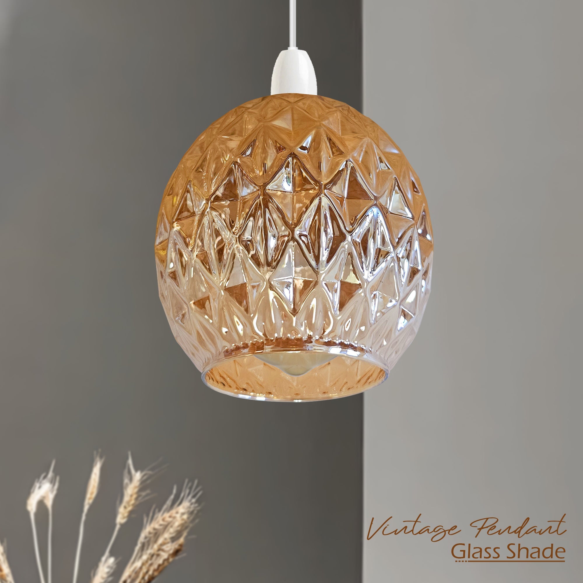 Floral Glass Easy Fit Pendant Light Shade Modern Chrome Finish Design