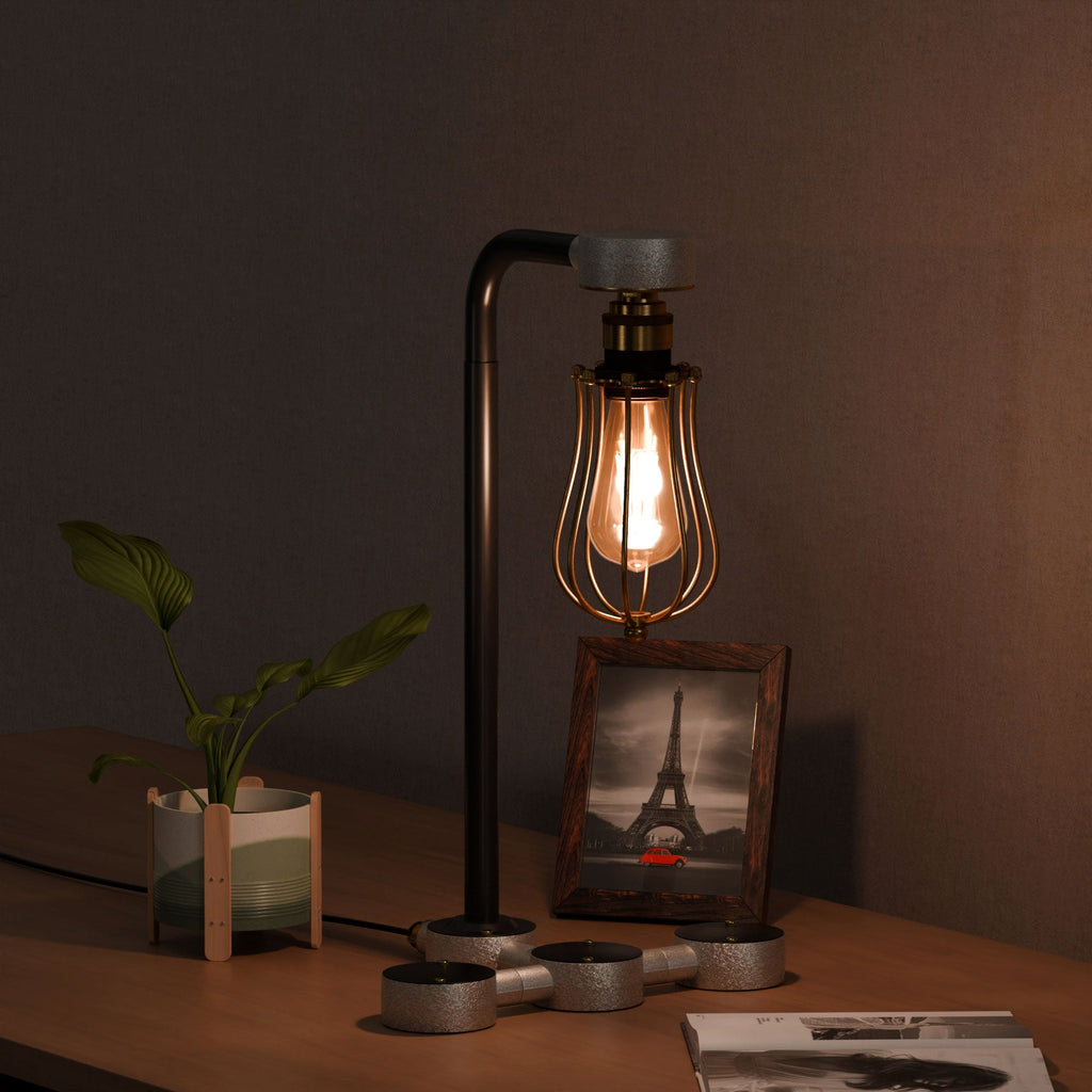 Industrial Steampunk Conduit Pipe Desk Lamp Kit with E27 Dimmer Switch