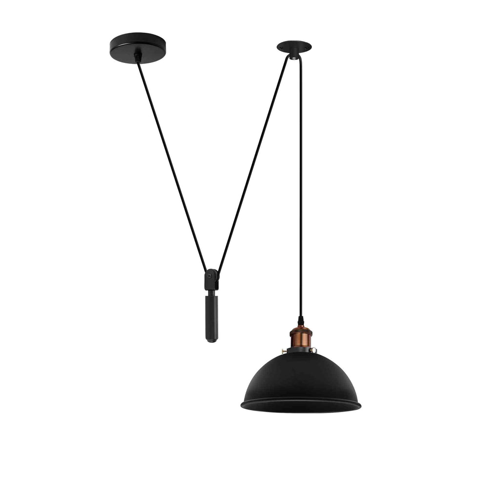 Industrial Farmhouse 2M Adjustable Metal Pulley Pendant Light Fixture