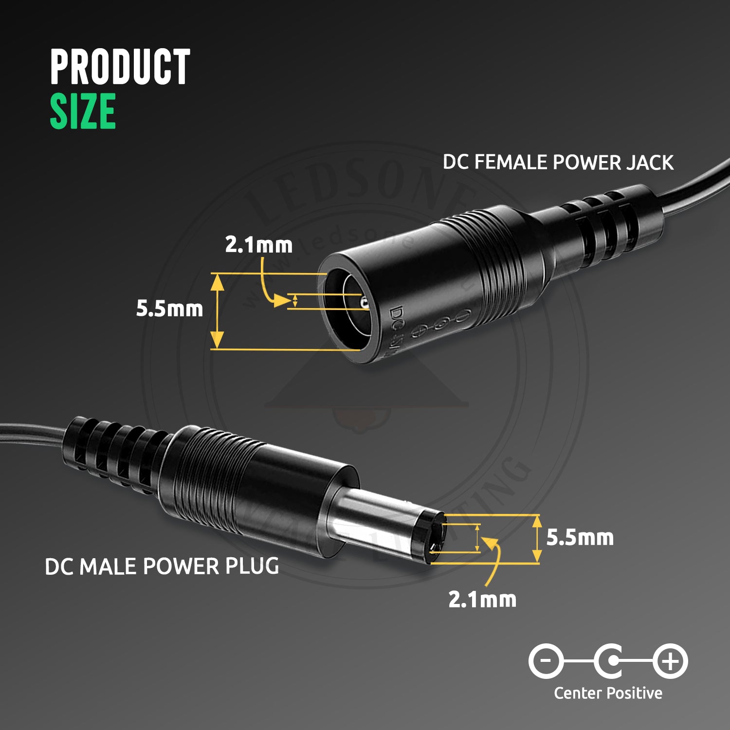CCTV DC Power Splitter Cable 2.1mm Female to Male Adapter