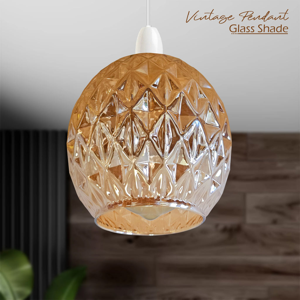 Floral Glass Easy Fit Pendant Light Shade Modern Chrome Finish Design