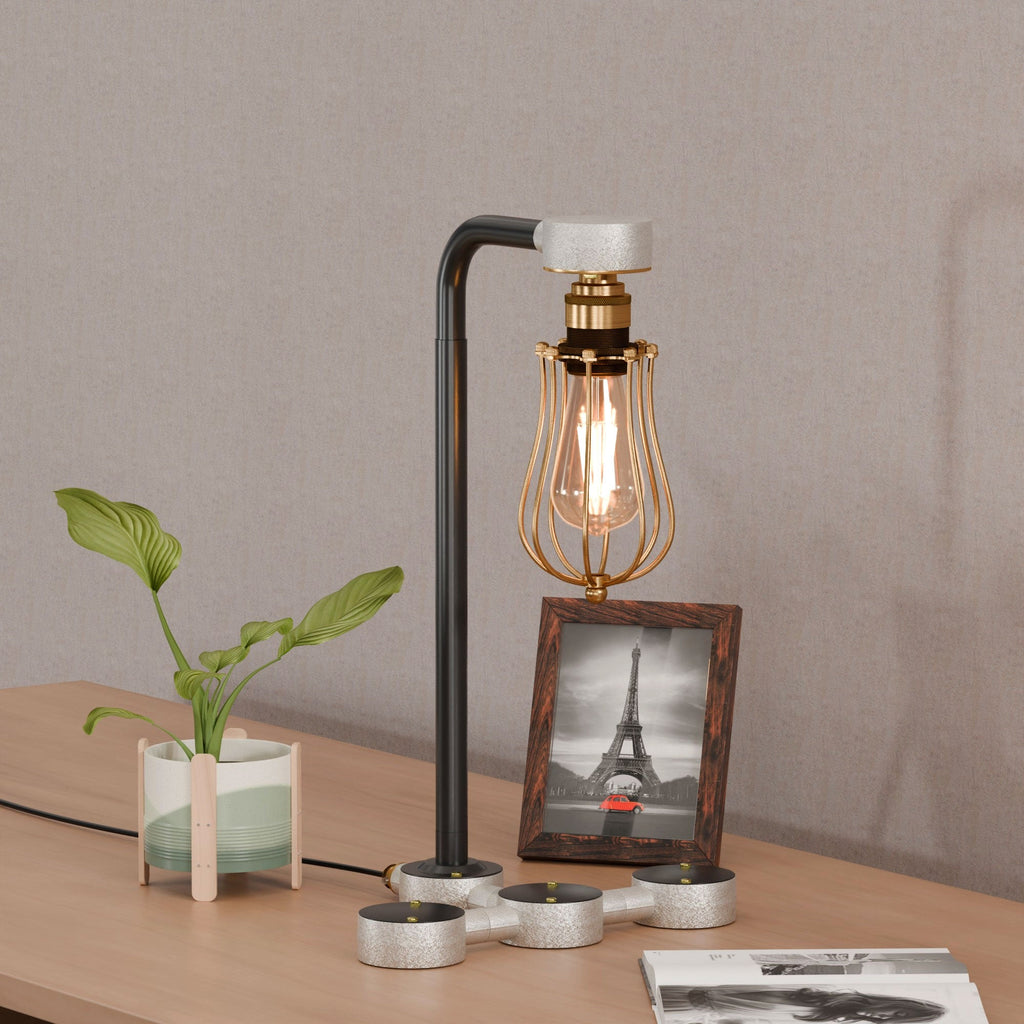 Industrial Steampunk Conduit Pipe Desk Lamp Kit with E27 Dimmer Switch