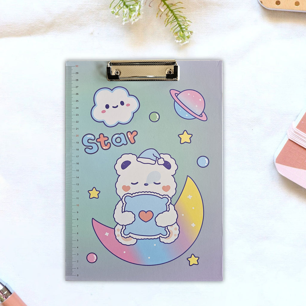 4 Pack A4 Cartoon Design Clipboards with Ruler Scale Edge