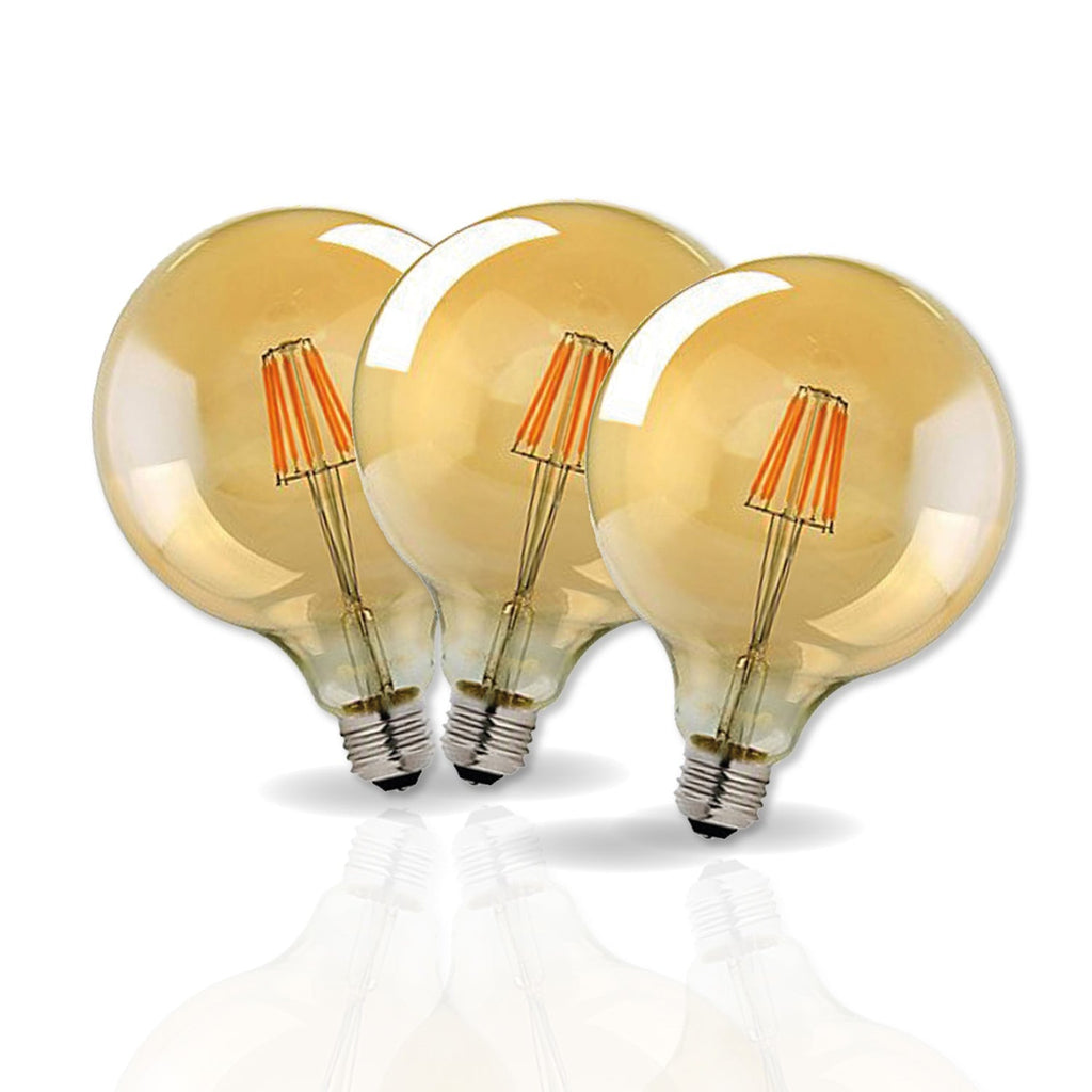 3-Pack G125 E27 8W Dimmable Vintage LED Amber Globe Bulb