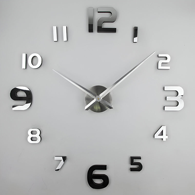 Customizable Large 3D DIY Mirror Wall Clock Sticker Kit Modern Frameless Design
