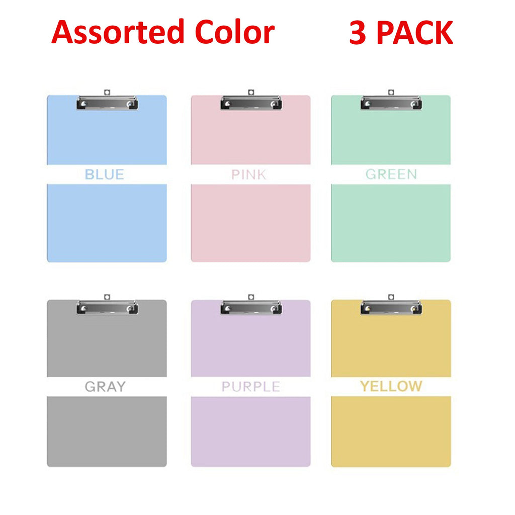 3 Pack Clear Plastic A4 Clipboards with Low-Profile Clip for School Office Use