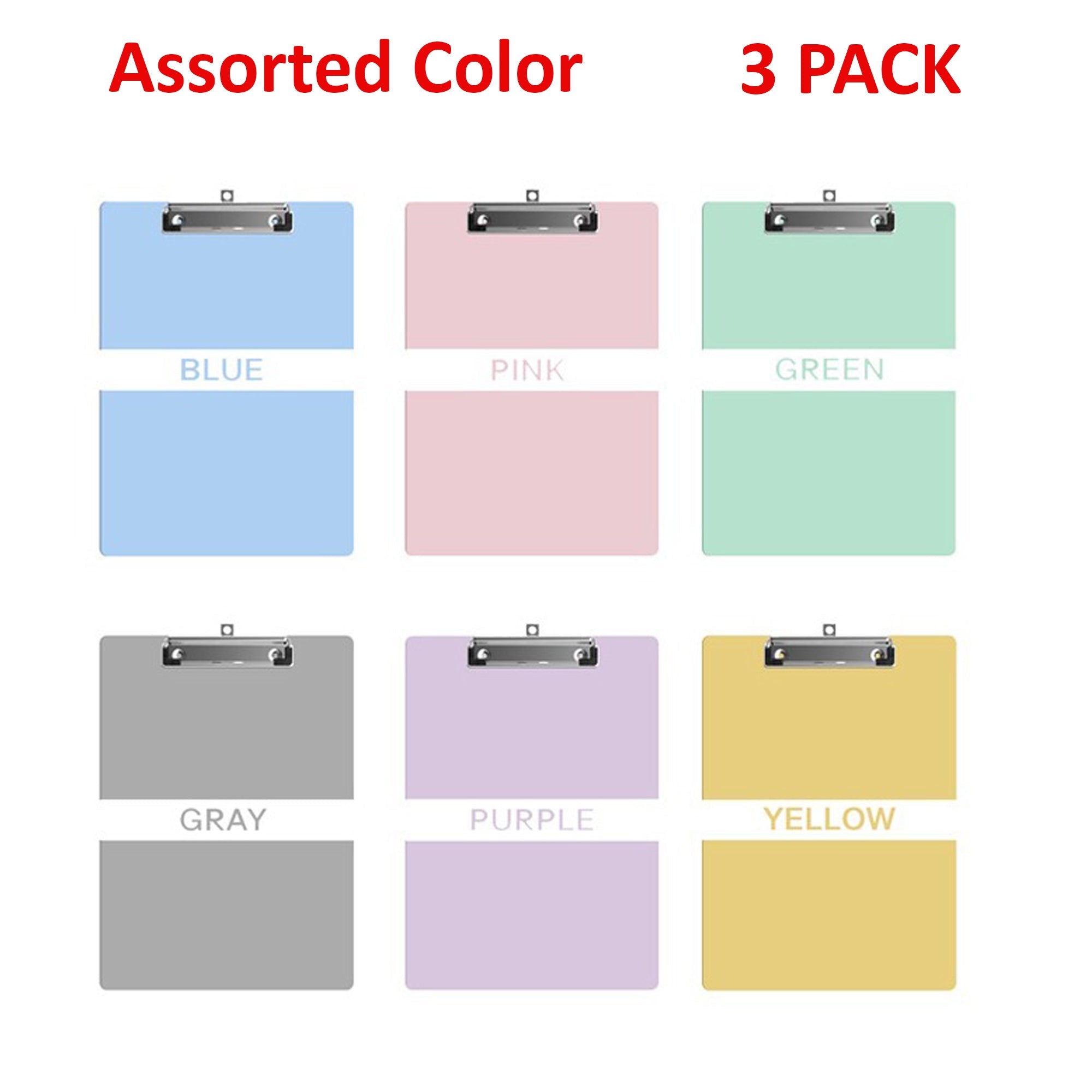 3 Pack Clear Plastic A4 Clipboards with Low-Profile Clip for School Office Use