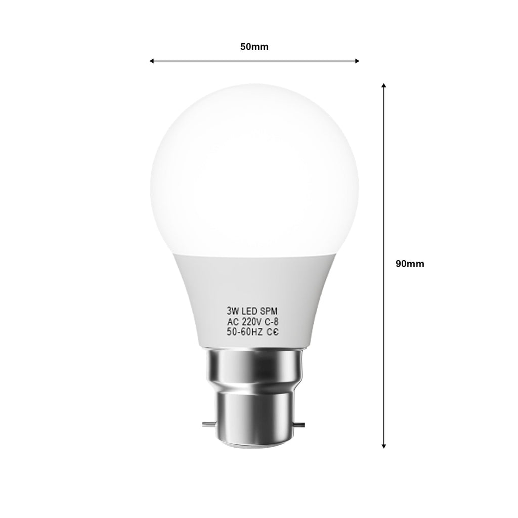 Energy-Saving 3W B22 Warm White LED Bulb, Long-Lasting Bayonet Light Globe