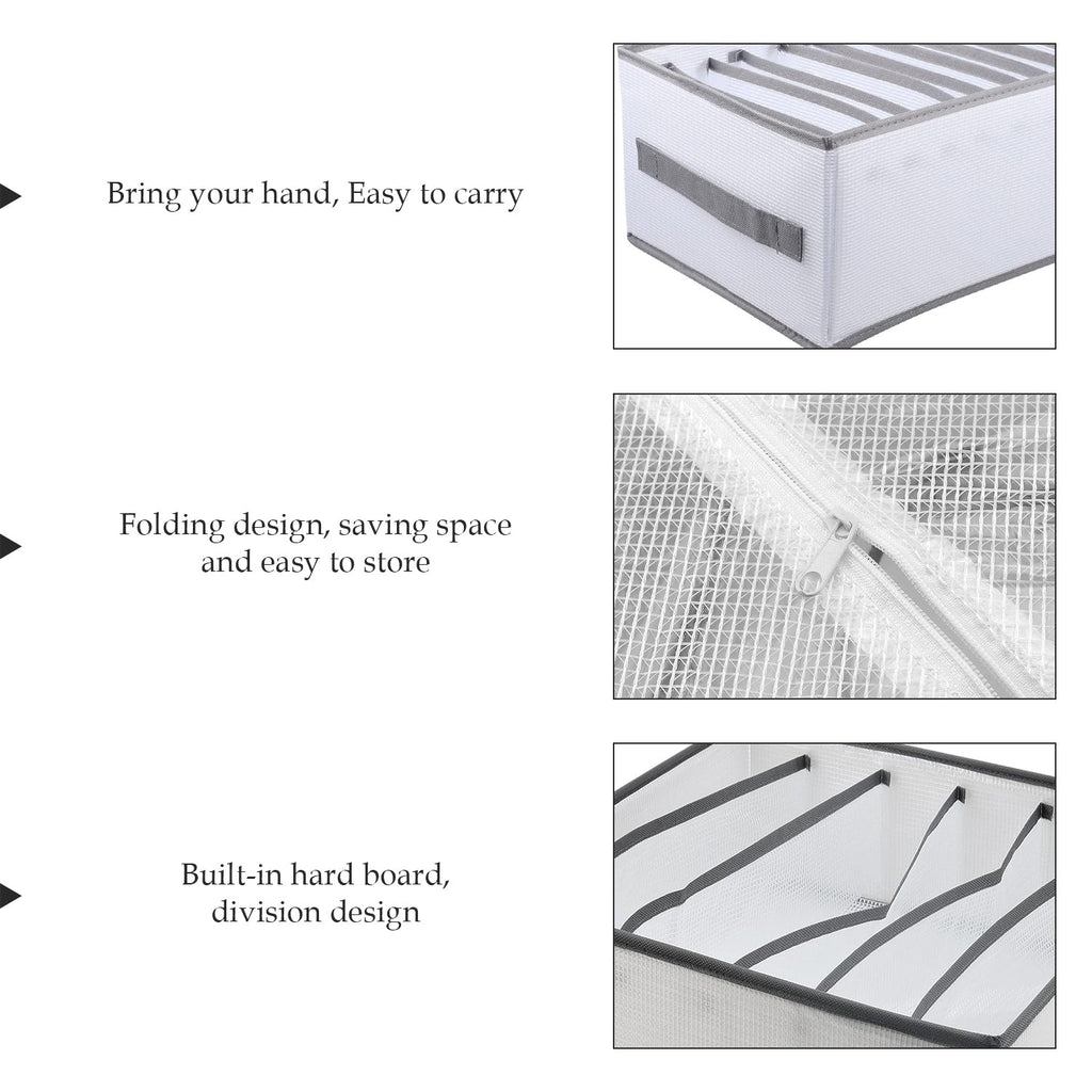 2-Pack Foldable Fabric Closet Drawer Organizers, 6-Grid Clothes Storage Boxes, Space-Saving Solution