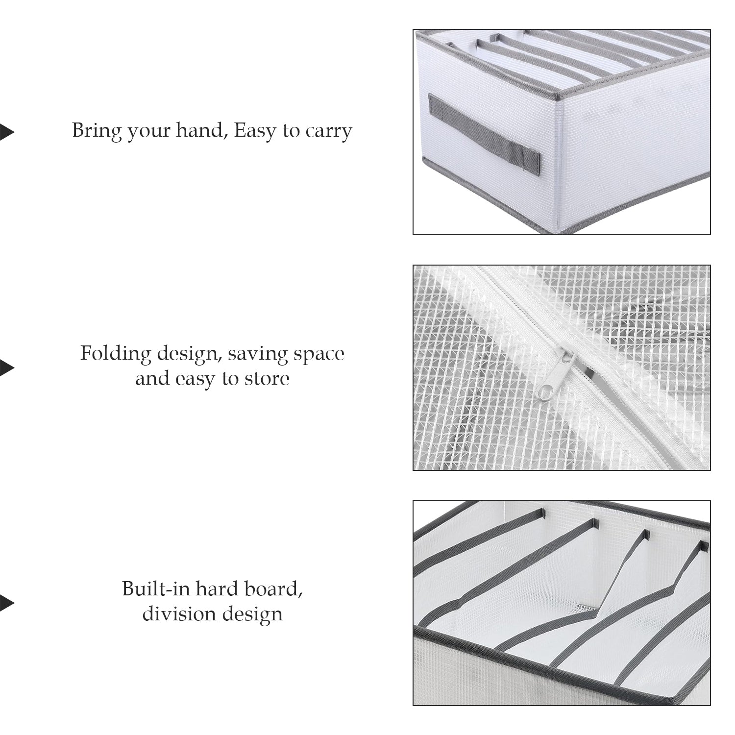 2-Pack Foldable Fabric Closet Drawer Organizers, 6-Grid Clothes Storage Boxes, Space-Saving Solution