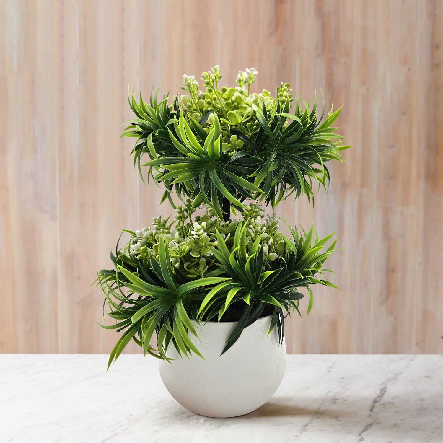 Modern Mini Artificial Bonsai Tree 2-Pack Indoor Outdoor Decorative Plants