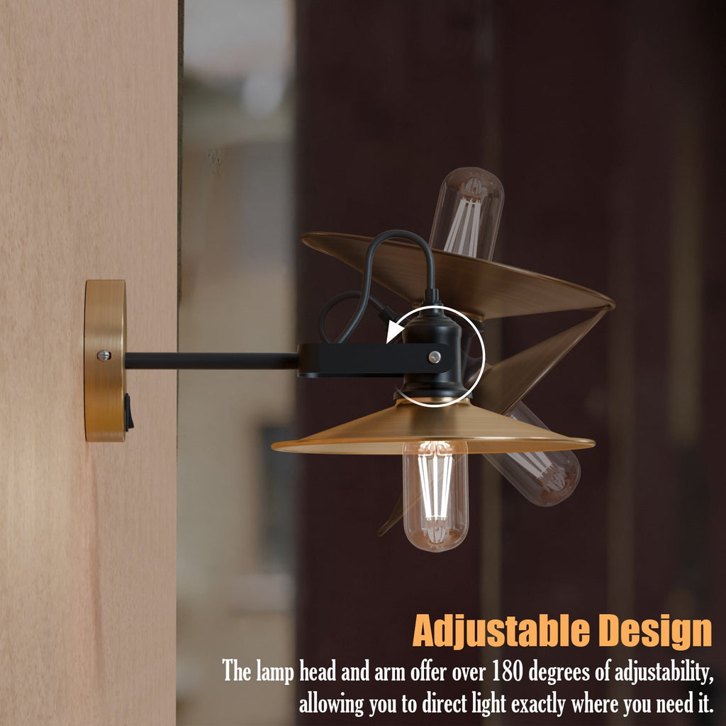 Industrial Adjustable Swivel Wall Sconce, E27 Bulb Compatible, Directional Lighting Fixture
