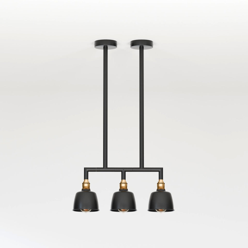 Industrial 3-Way Conduit Pipe Ceiling Pendant Light Fixture with Dome Shades