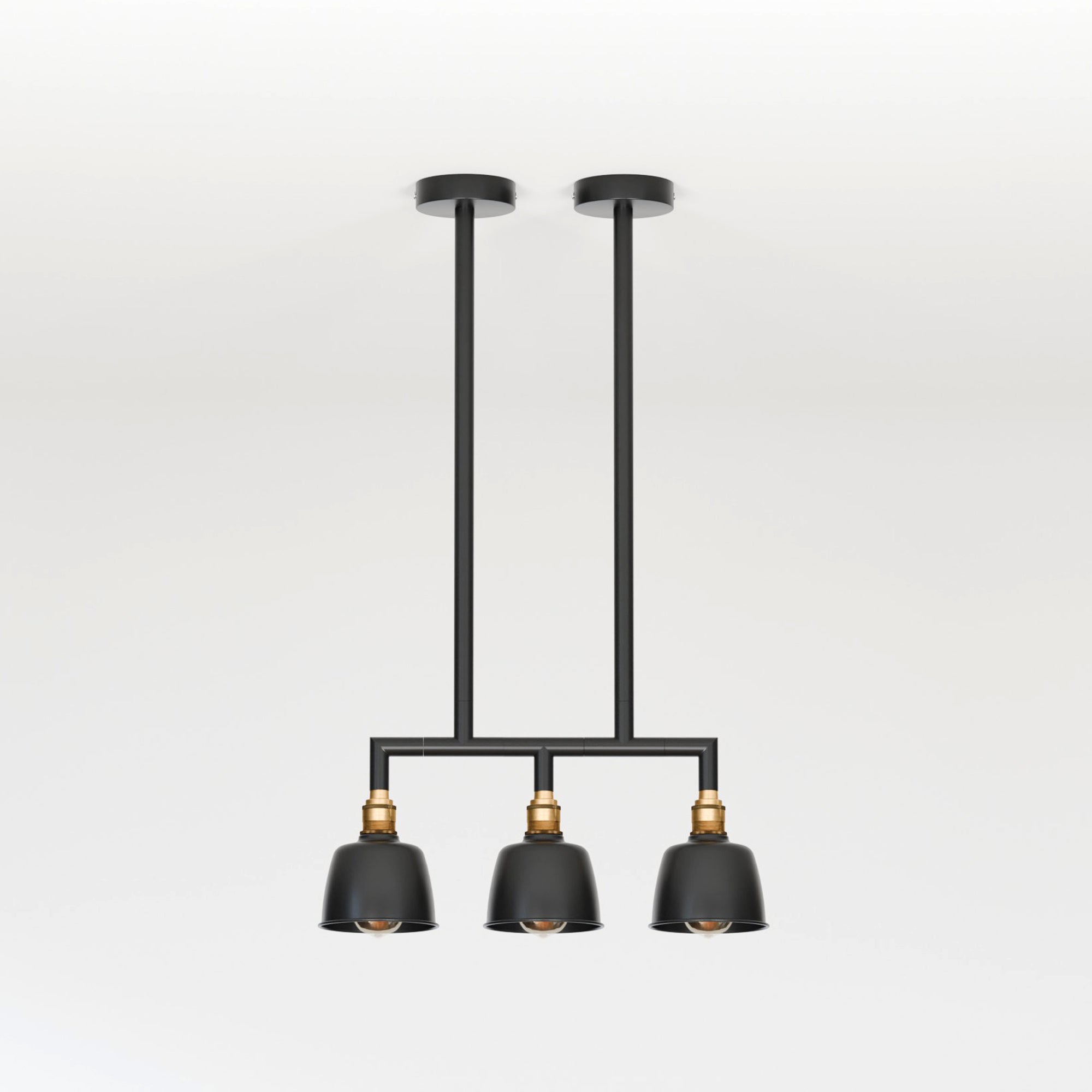 Industrial 3-Way Conduit Pipe Ceiling Pendant Light Fixture with Dome Shades