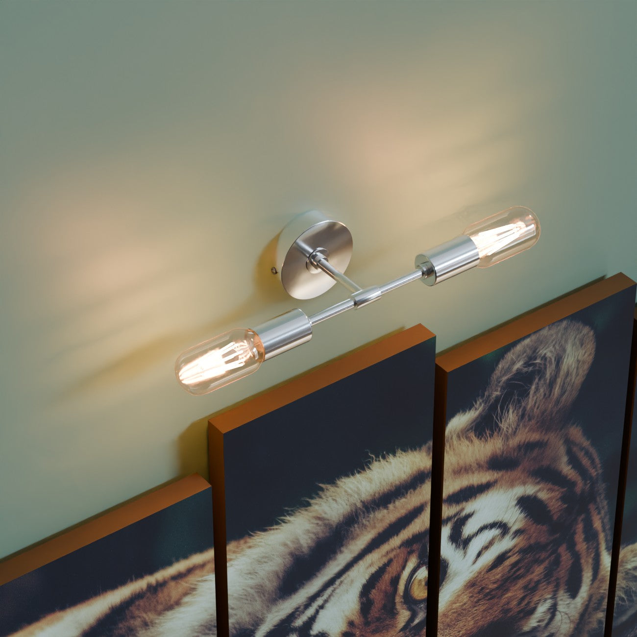 Modern Industrial Dual Bulb E27 Wall/Ceiling Light Fixture, Metal Finish