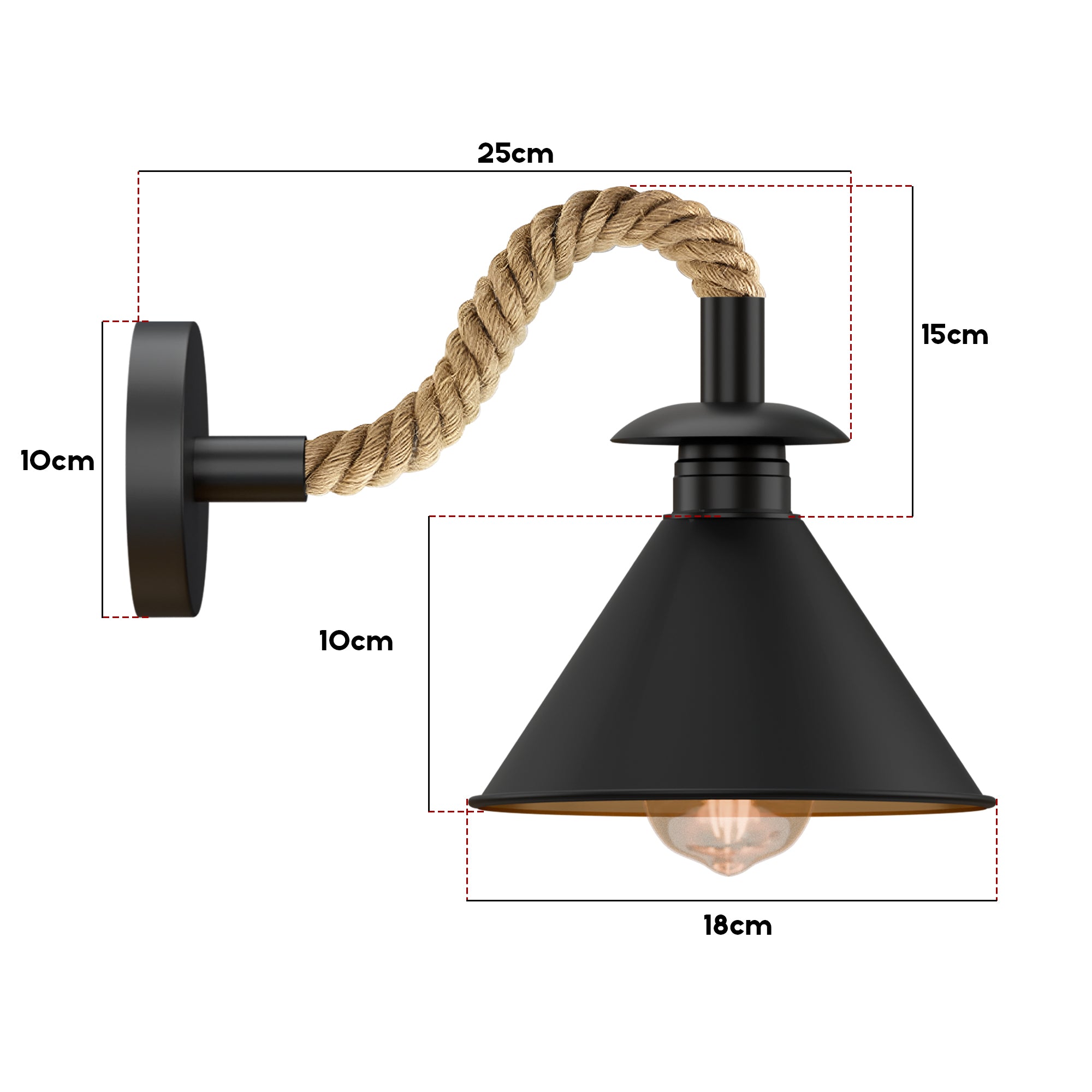 Black Wall Sconce Lighting Rope Fixture ~5700