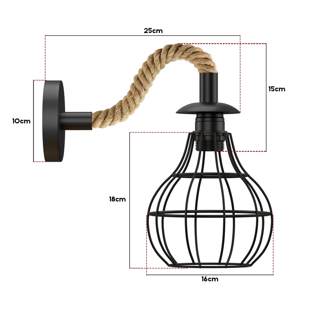 Black Wall Sconce Lighting Rope Fixture ~5700
