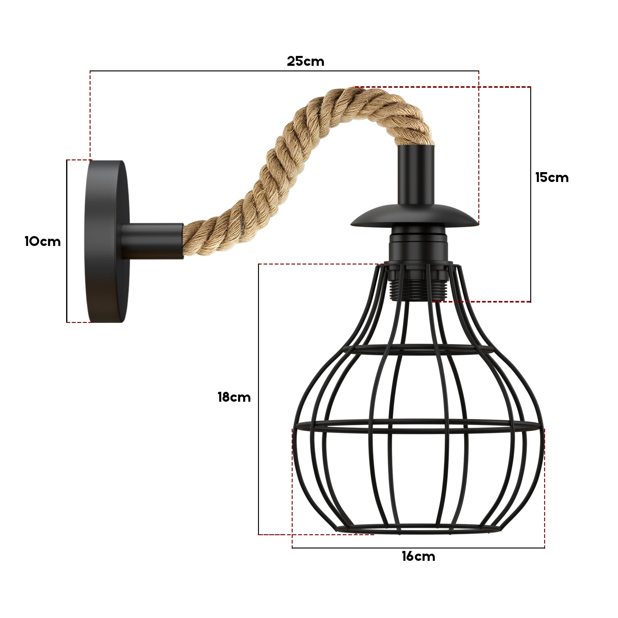 Black Wall Sconce Lighting Rope Fixture ~5700