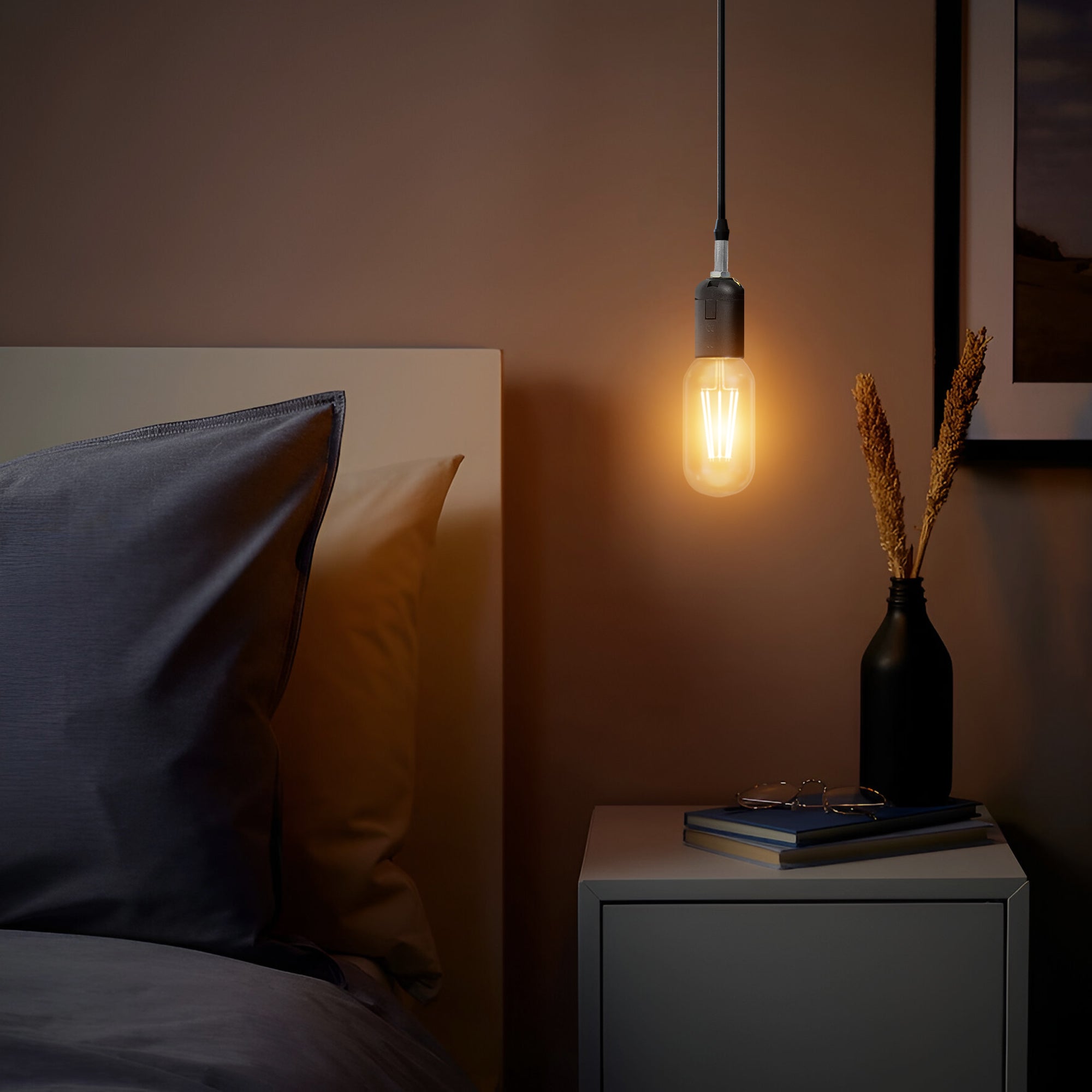 Durable Black Ceiling Rose with 1m Rubber Cable  Easy Installation.~5703