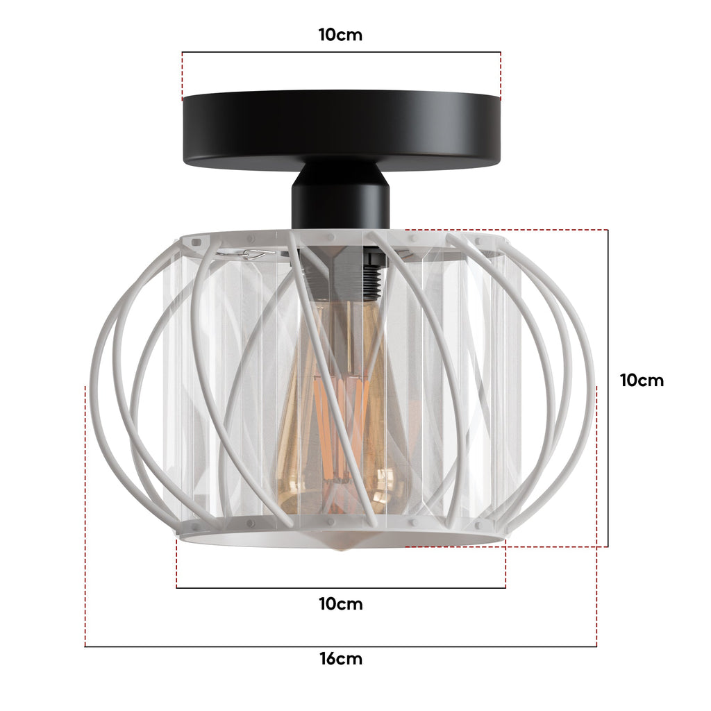 Industrial  Modern Metal & Glass Ceiling Light Fixture Flush Mount~5742
