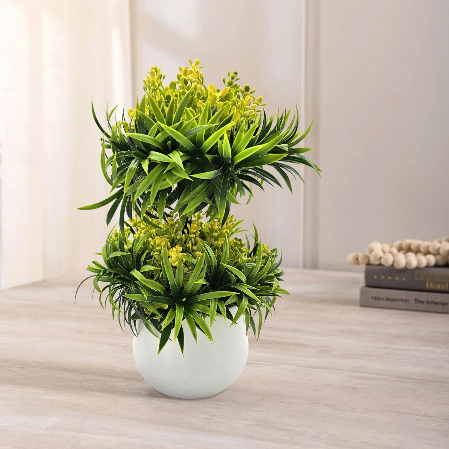 Modern Mini Artificial Bonsai Tree 2-Pack Indoor Outdoor Decorative Plants