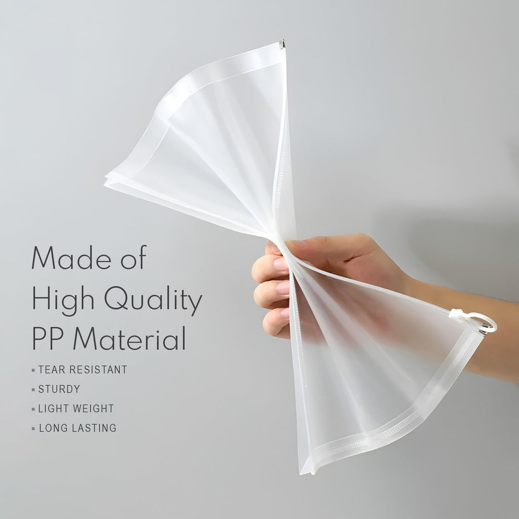 Durable Plastic Zippered Document Storage Bag - Waterproof, Portable, Multi-Size Folder Pouch