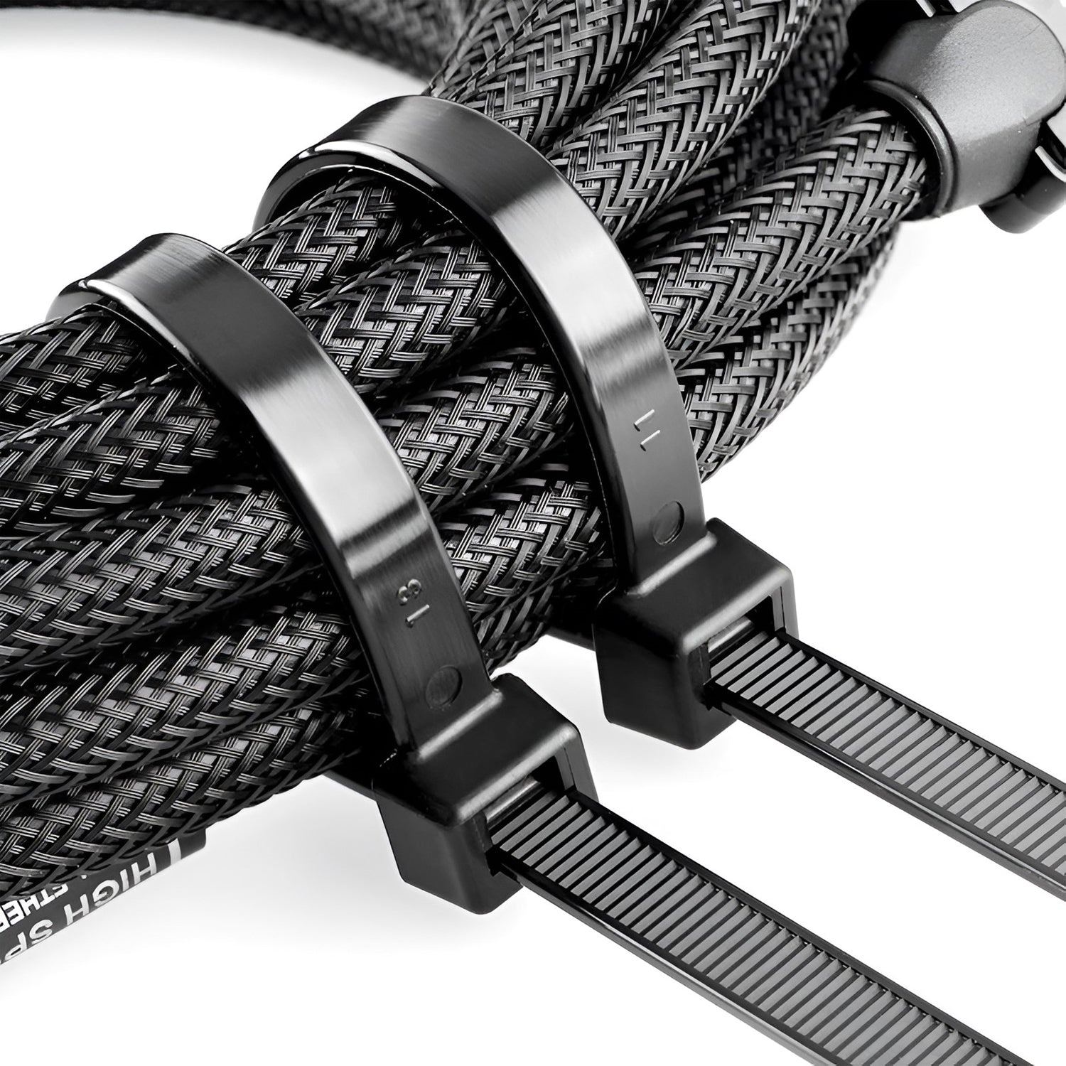 Black Heavy Duty Self Locking Nylon Cable Ties 100 Pack