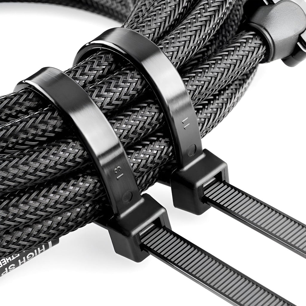 Black Heavy Duty Self-Locking Nylon Cable Ties for Organization