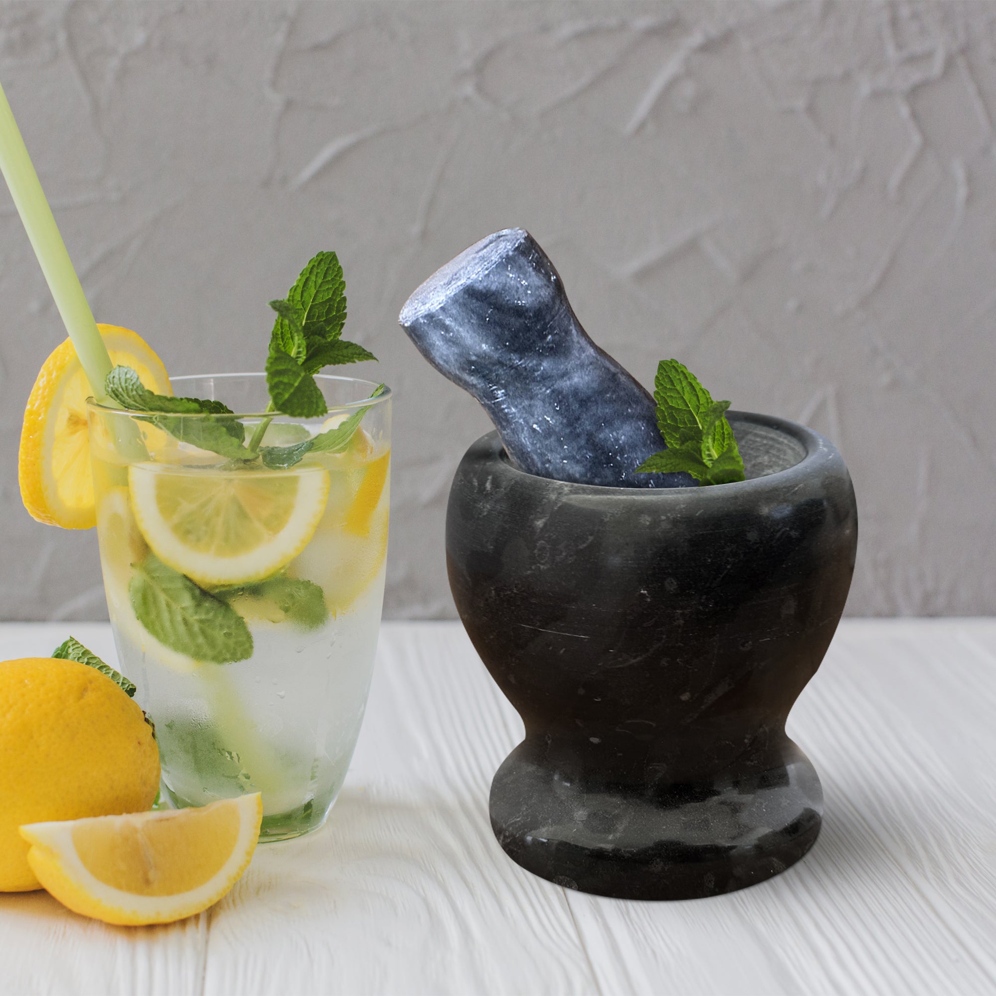 Premium Polished Marble Pestle and Mortar Set, Herb Crusher, Spice Grinder, Guacamole Bowl