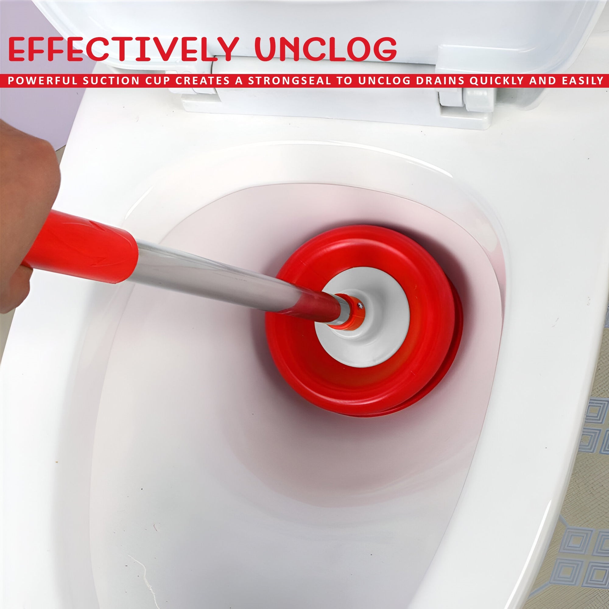 Heavy Duty Vacuum Rubber Toilet Plunger with Ergonomic Durable Handle