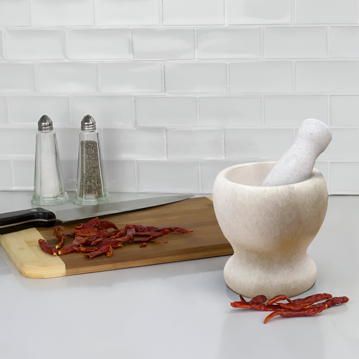 Premium Polished Marble Pestle and Mortar Set, Herb Crusher, Spice Grinder, Guacamole Bowl