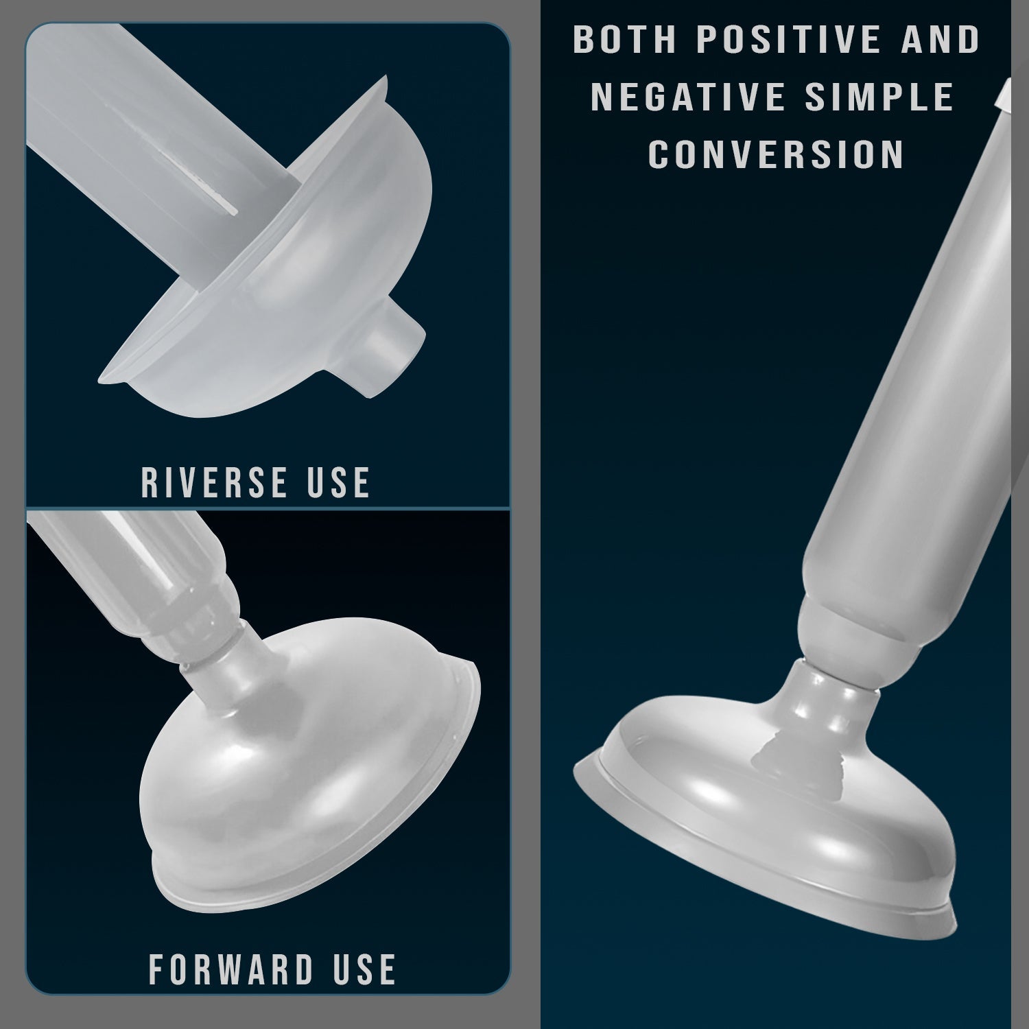 Heavy Duty Vacuum Toilet Plunger and Drain Unblocker Tool
