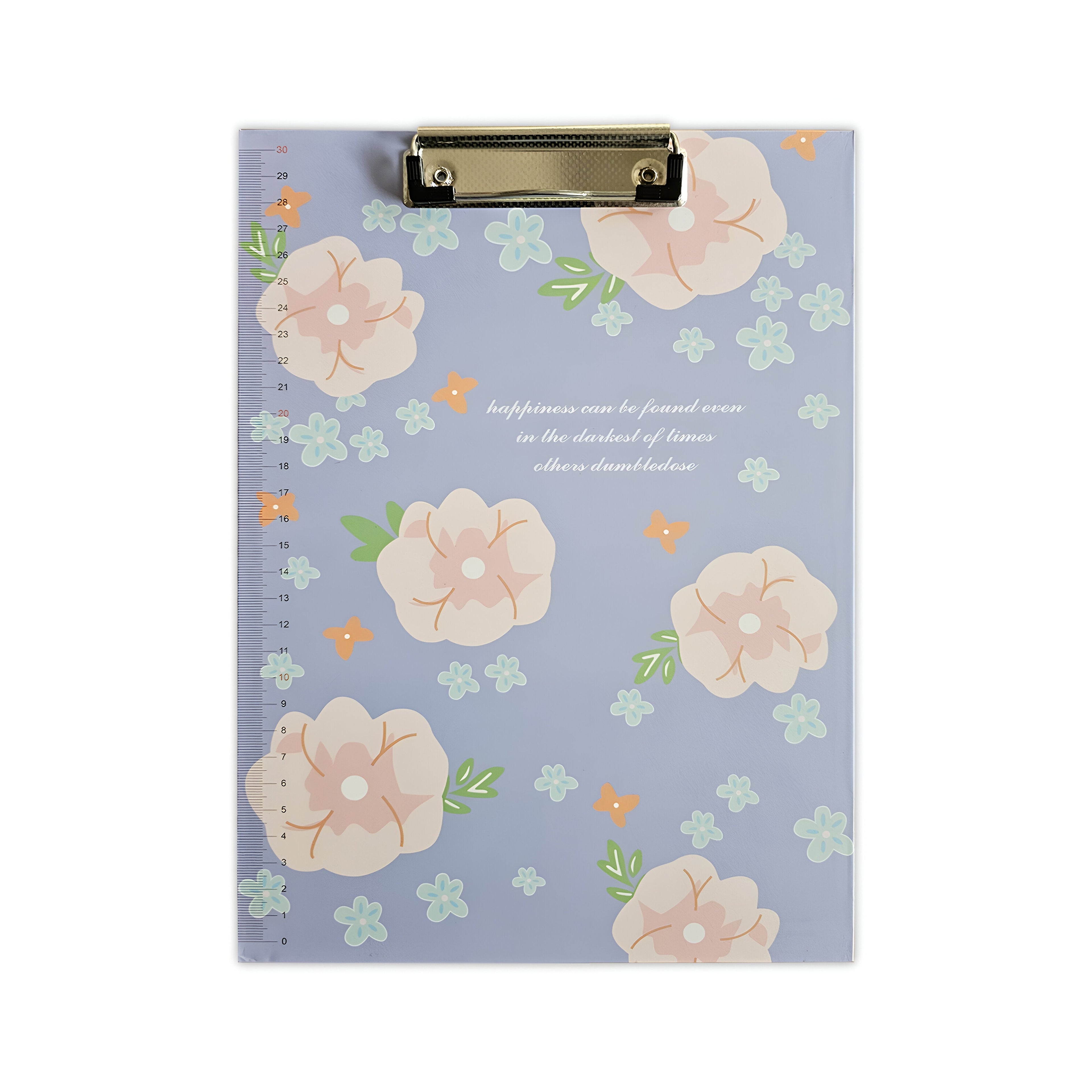4-Pack A4 Cute Floral Print Clipboard with Metal Clip and Ruler Edge