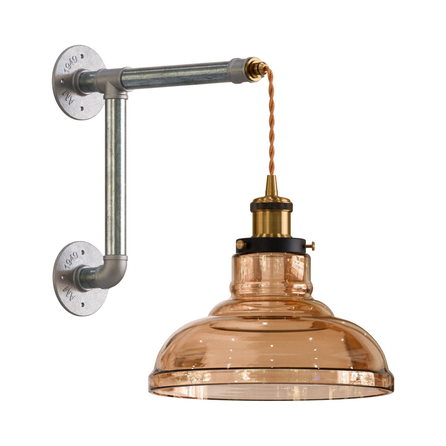 Industrial Conduit Wall Light Kit | Amber Glass Shade ~6119