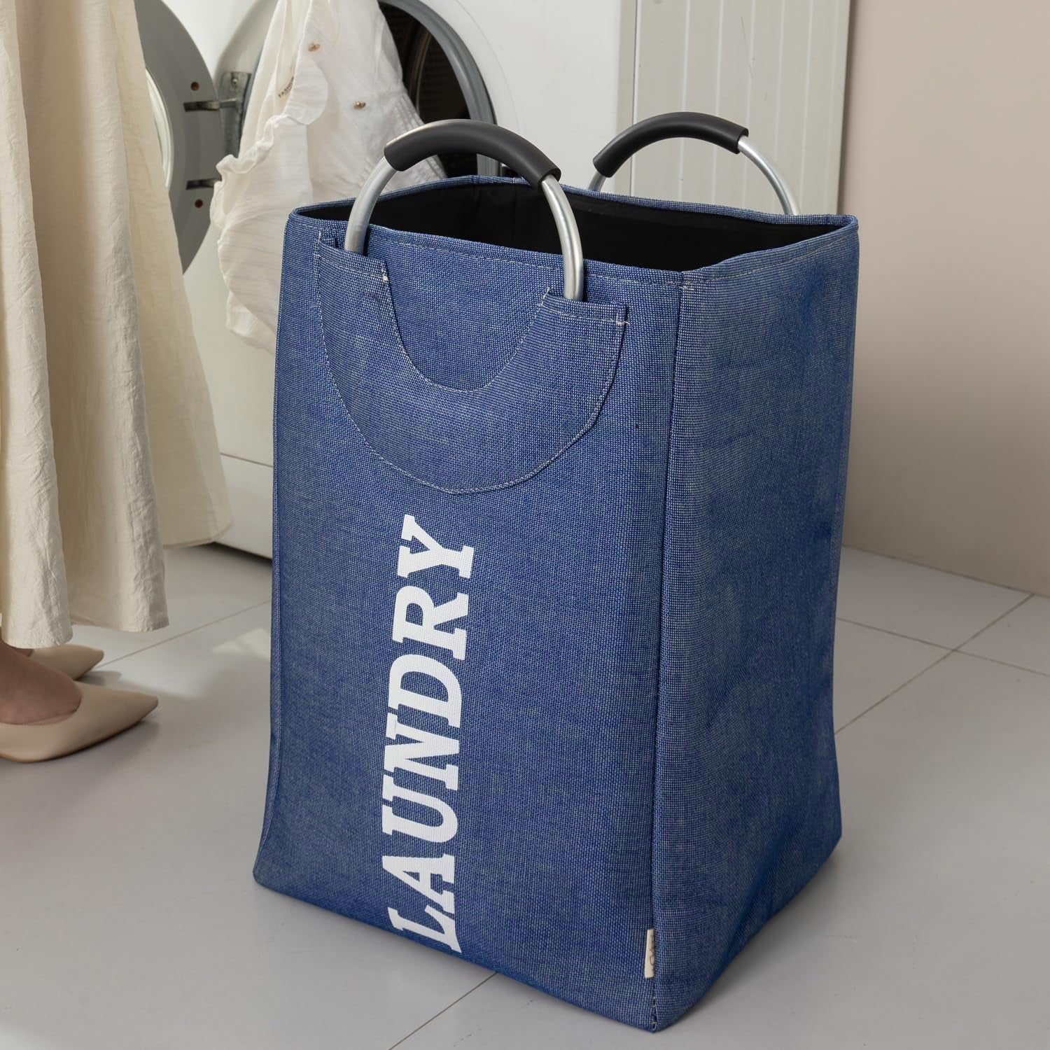 Heavy-Duty Foldable Fabric Laundry Bag with Sturdy Aluminum Handles