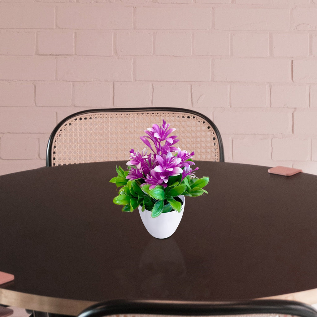 Vibrant Artificial Flowers Small Plastic Pot Indoor Fake Plants Home Decor