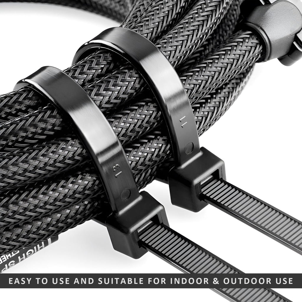 Durable Black Nylon Self-Locking Cable Ties for Heavy-Duty Wire Organization (100 Pack)