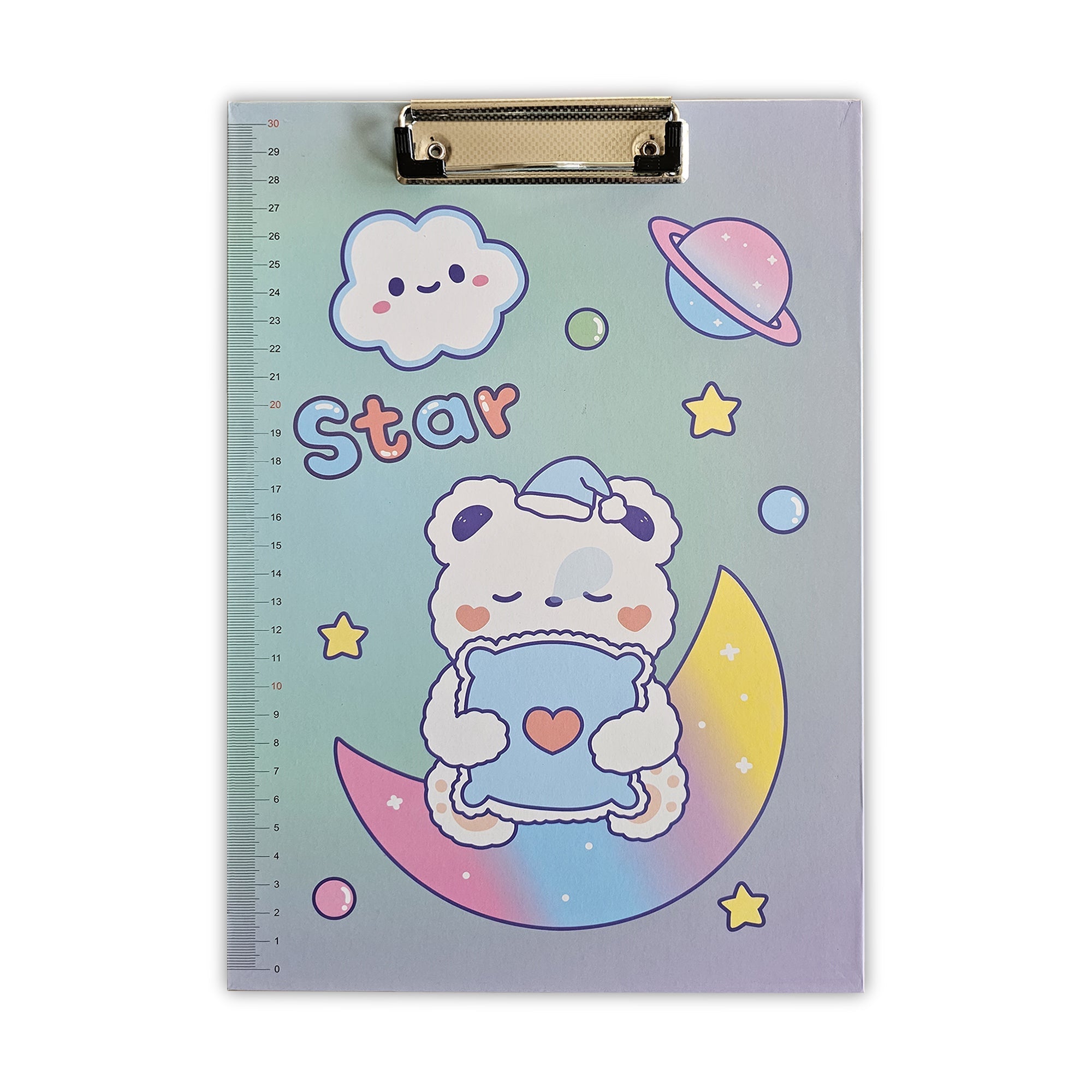 4 Pack A4 Cartoon Design Clipboards with Ruler Scale Edge
