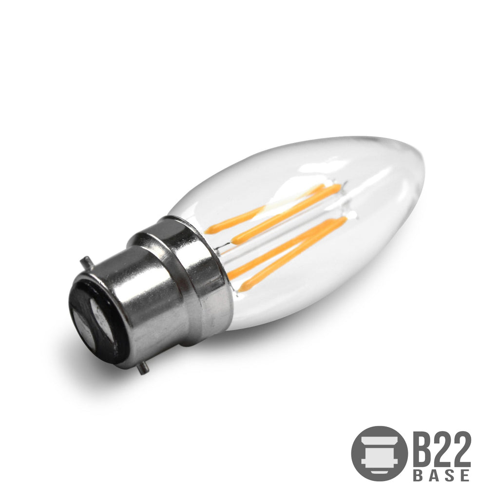 LEDSone B22 LED Candle Filament Bulb 6W Warm White Amber Glass