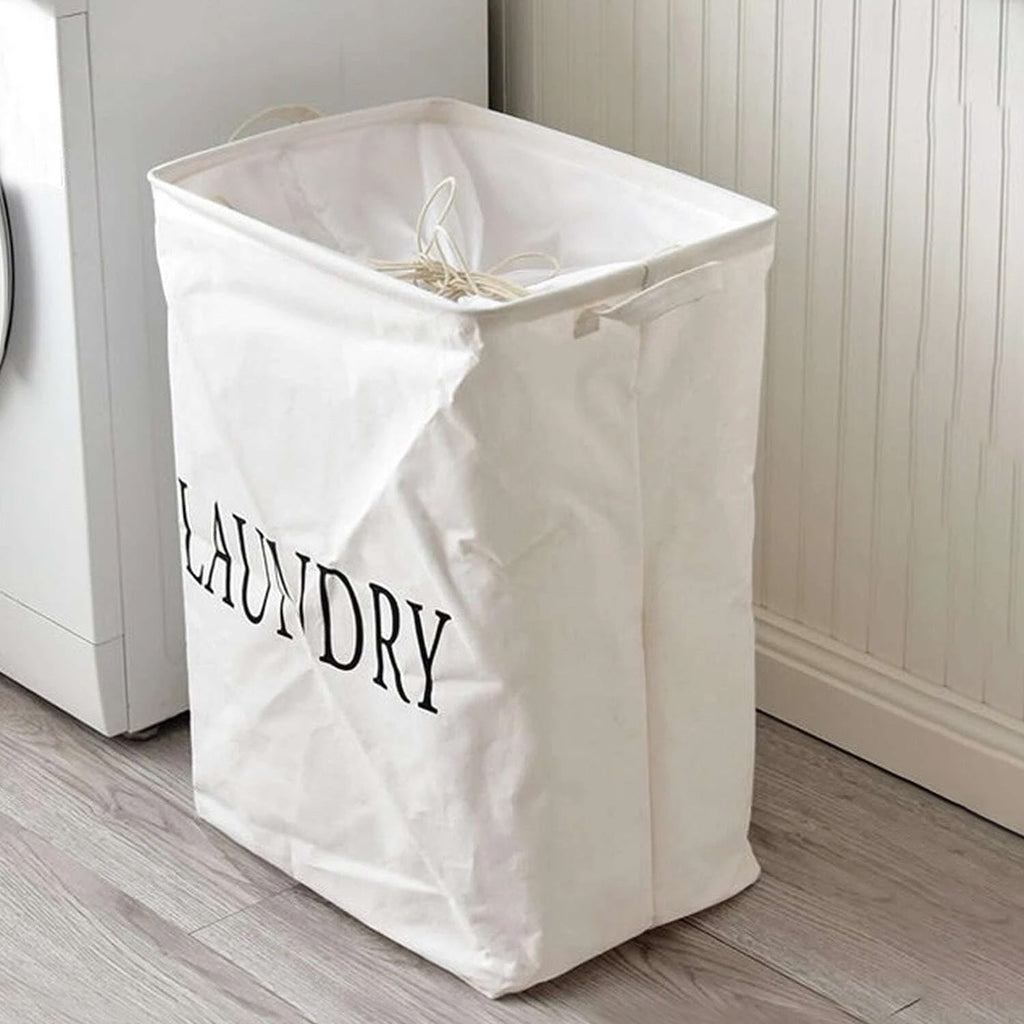 Large Foldable Cotton Laundry Hamper Bag with Waterproof Lining