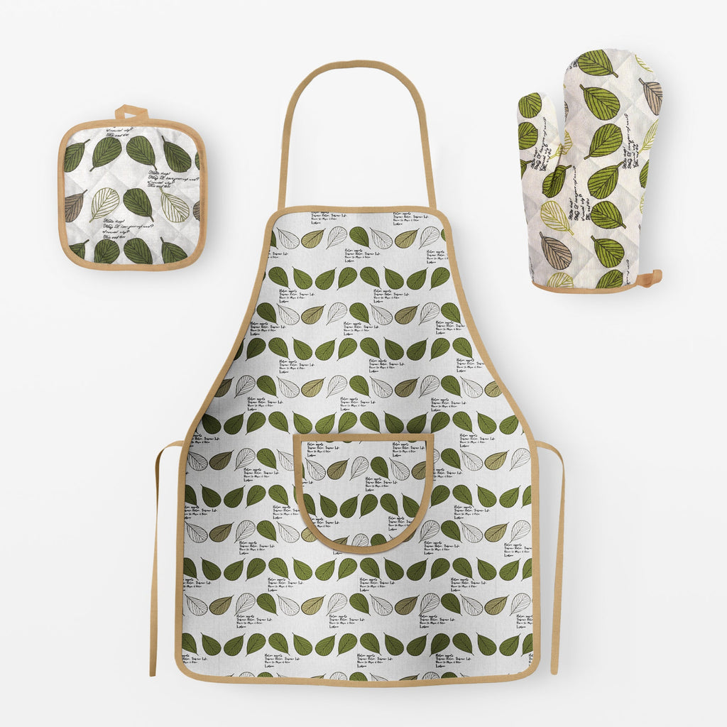 Premium Cotton Chef Apron Set with Oven Mitt and Pot Holder for Cooking