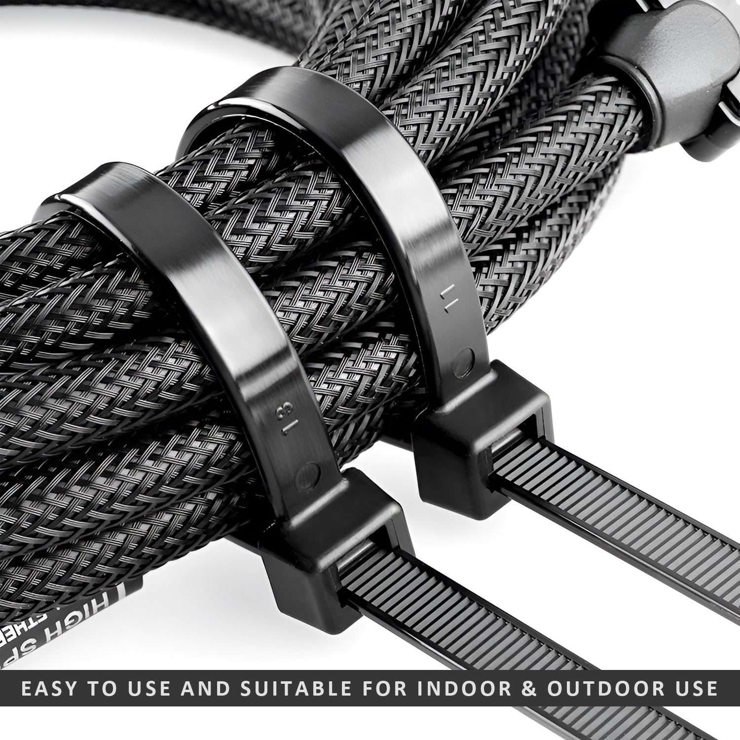 Black Heavy Duty Self Locking Nylon Cable Ties 100 Pack