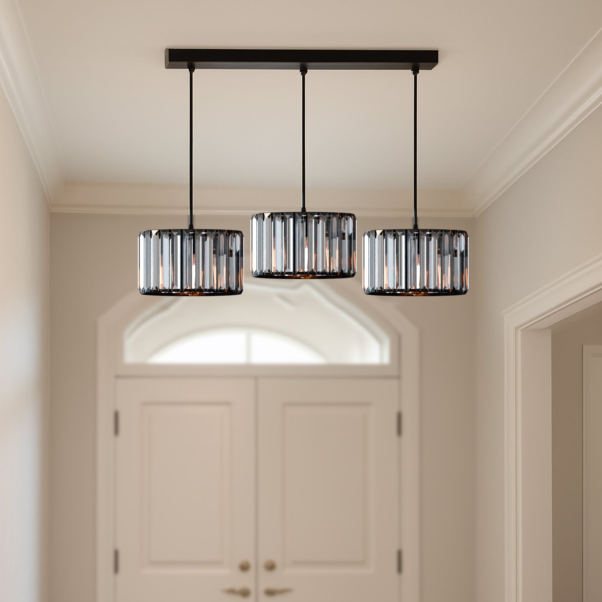 Modern Adjustable 3-Light Crystal Shade Pendant Chandelier~6125