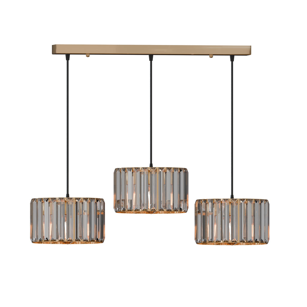 Modern Adjustable 3-Light Crystal Shade Pendant Chandelier Light Fixture